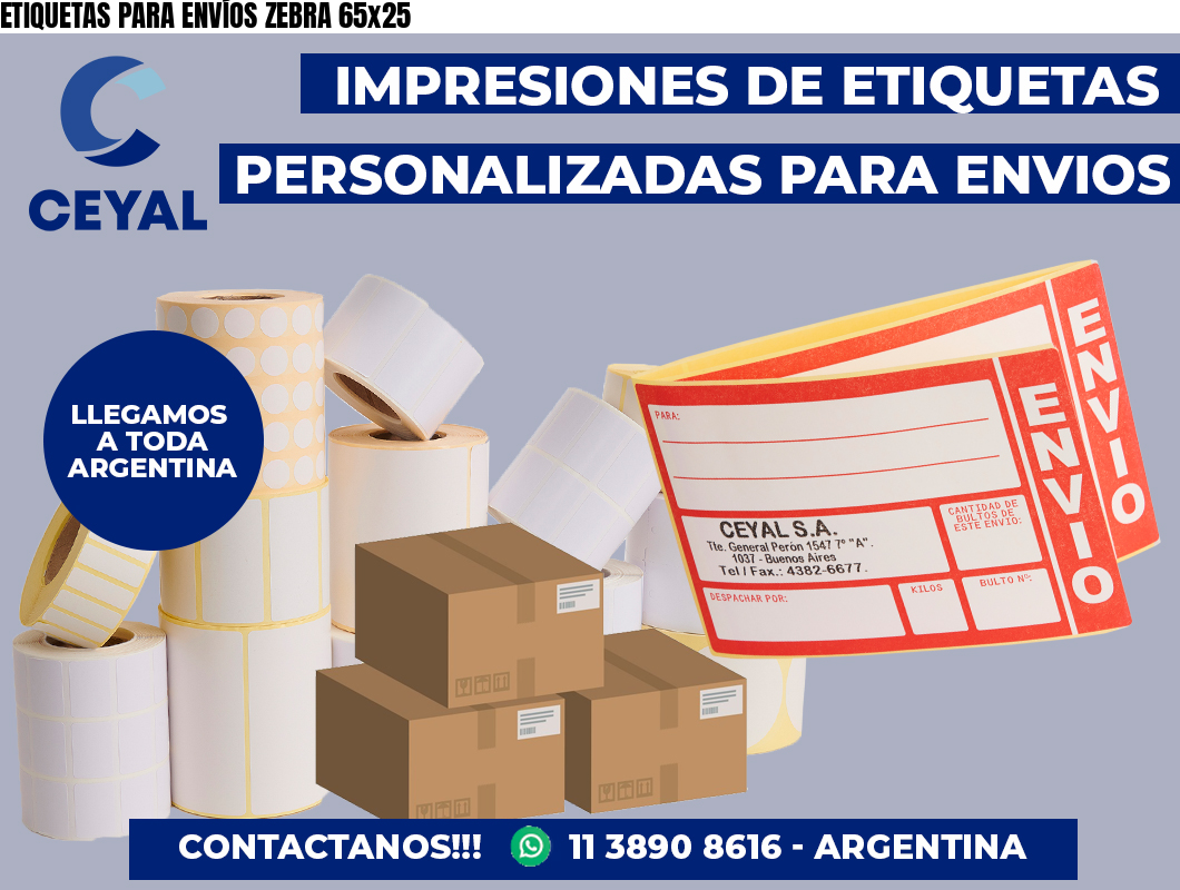 ETIQUETAS PARA ENVÍOS ZEBRA 65×25
