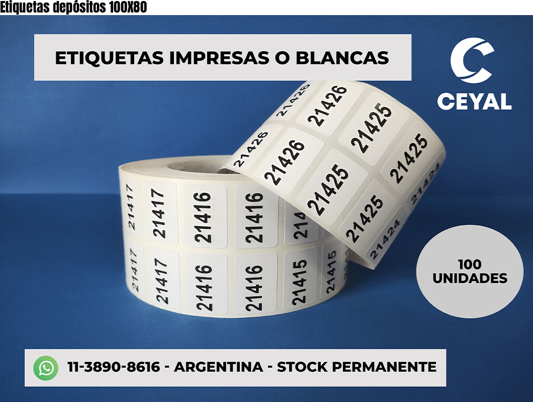 Etiquetas depósitos 100X80