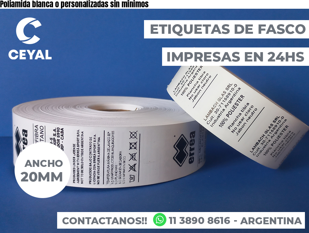 Poliamida blanca o personalizadas sin mínimos