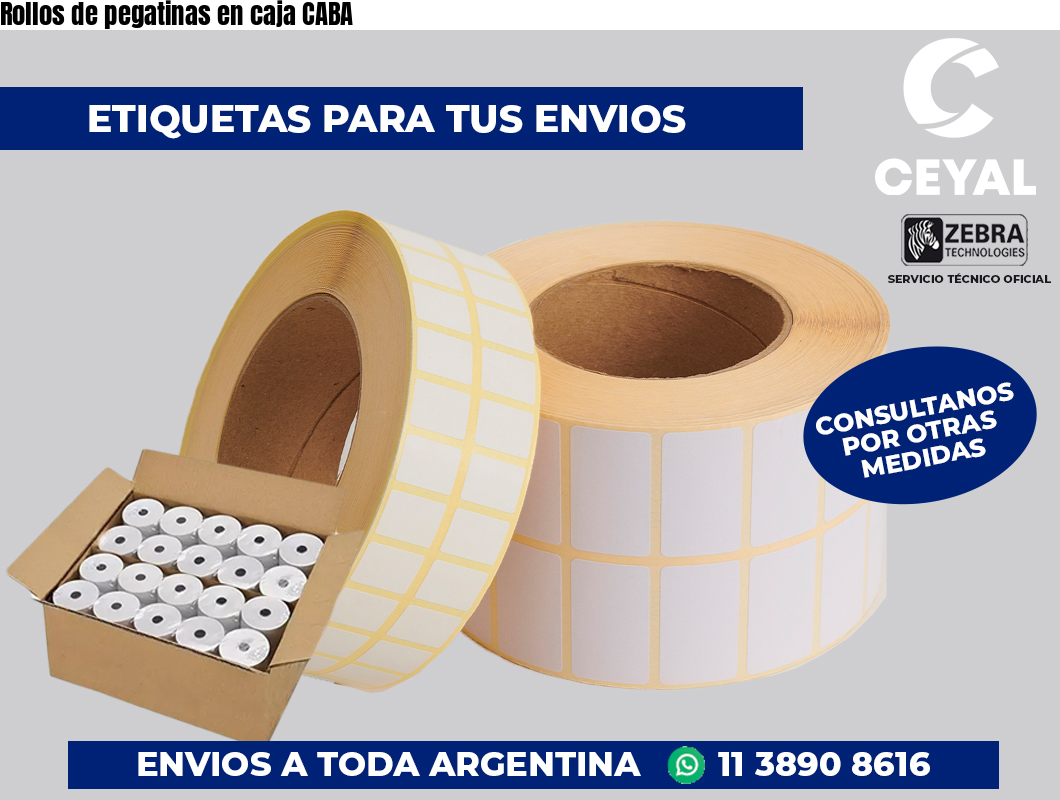Rollos de pegatinas en caja CABA