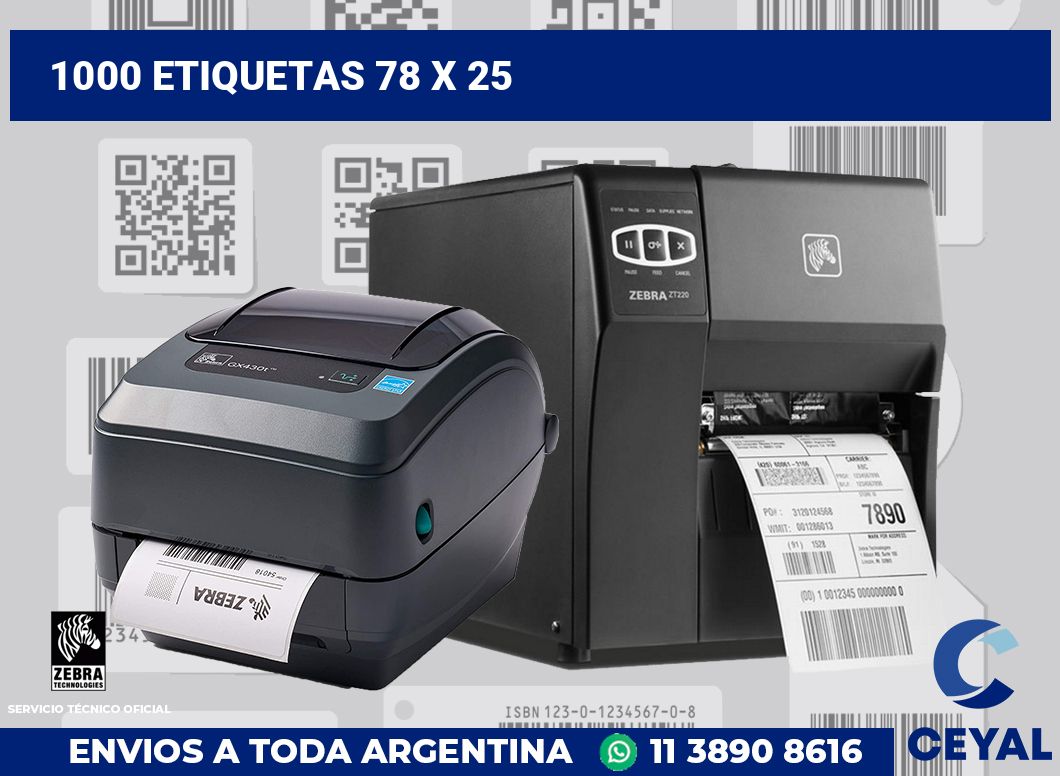 1000 etiquetas 78 x 25