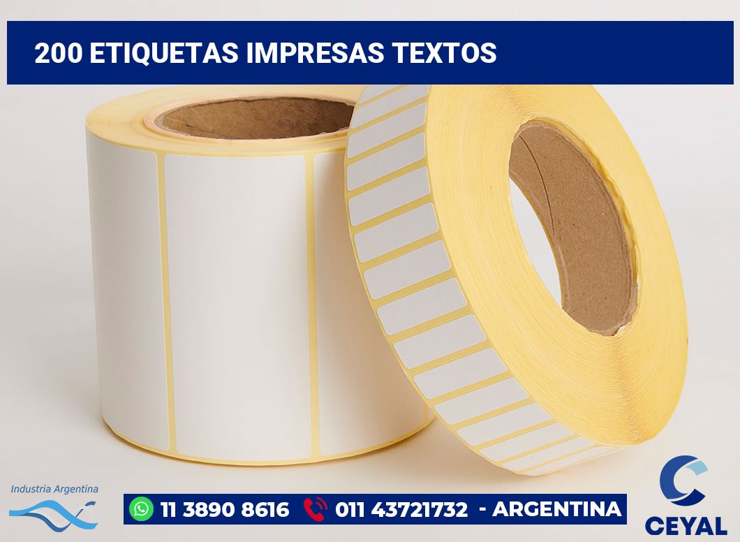 200 Etiquetas impresas textos