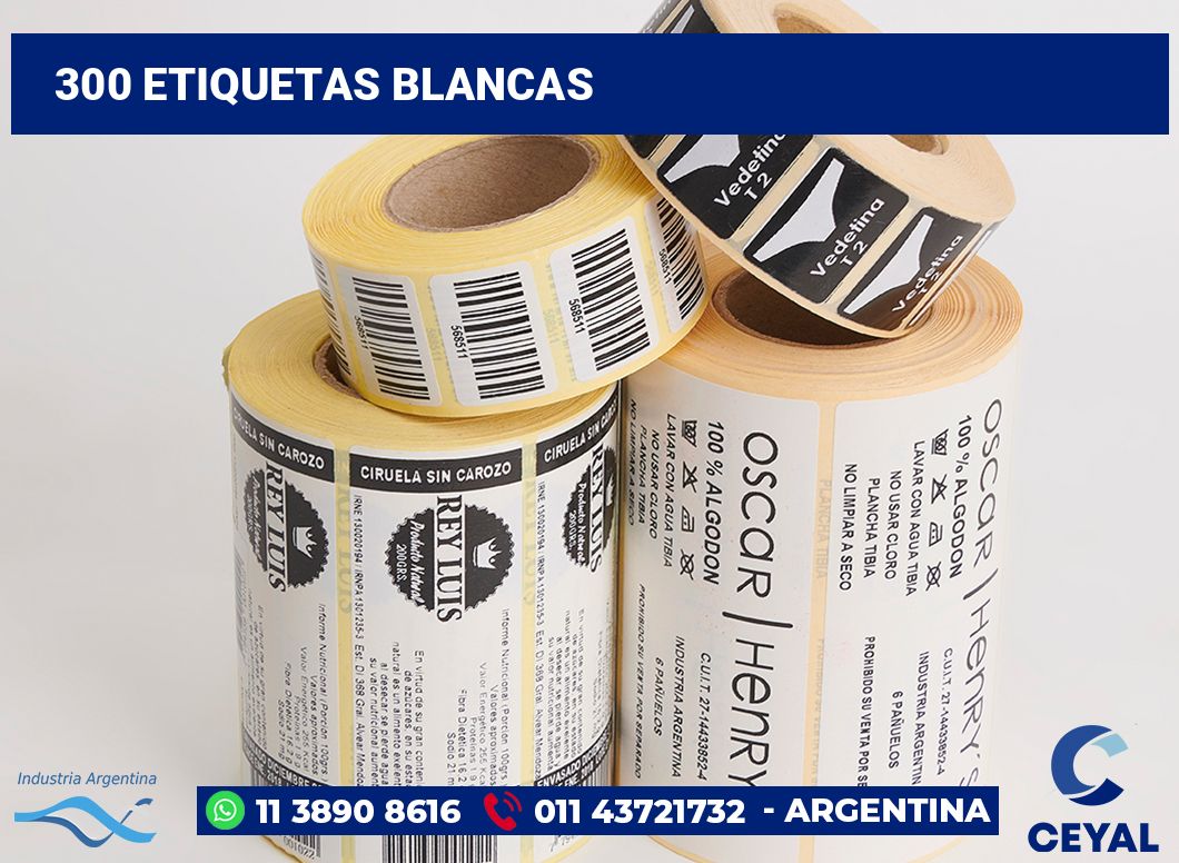 300 Etiquetas blancas