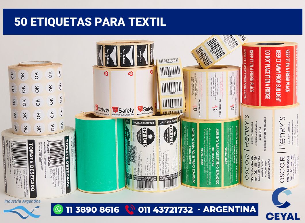 50 Etiquetas para textil
