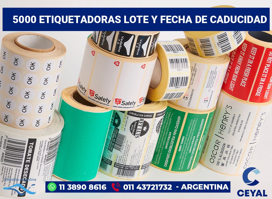 5000 Etiquetadoras lote y fecha de caducidad