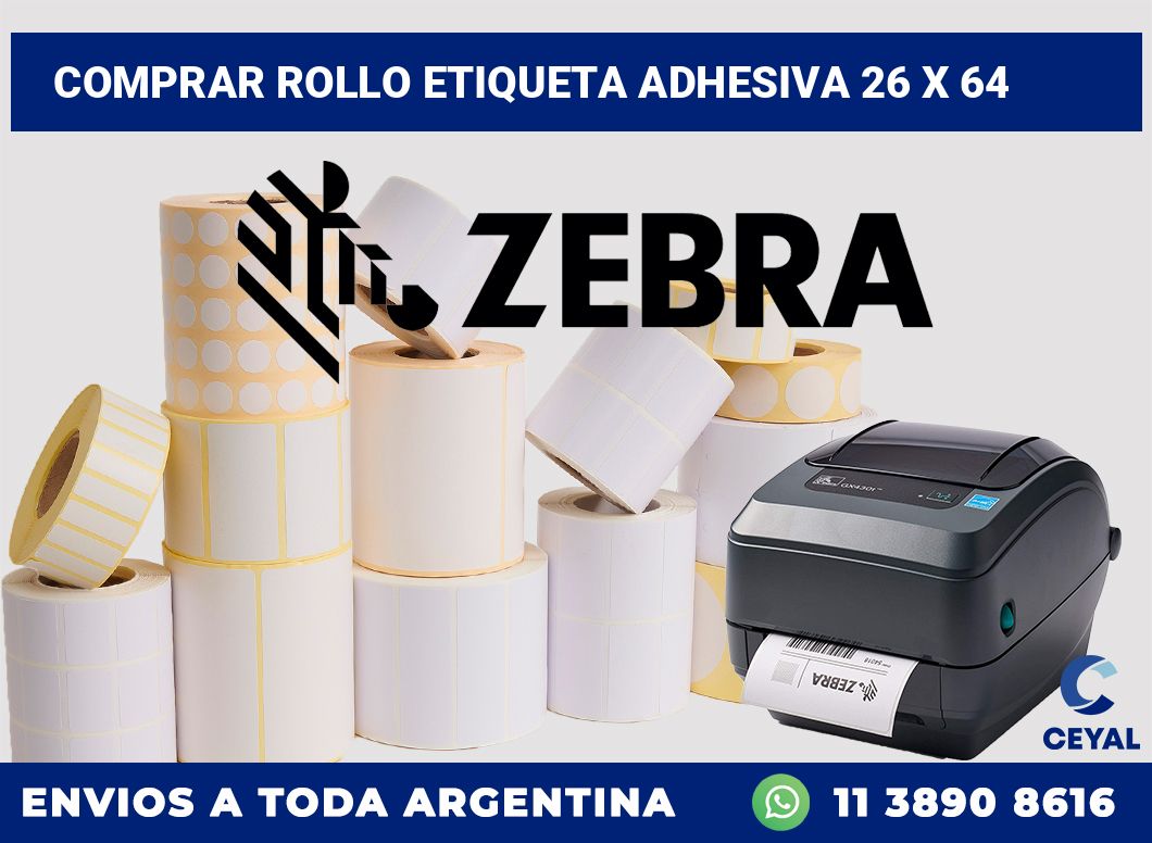 Comprar rollo etiqueta adhesiva 26 x 64