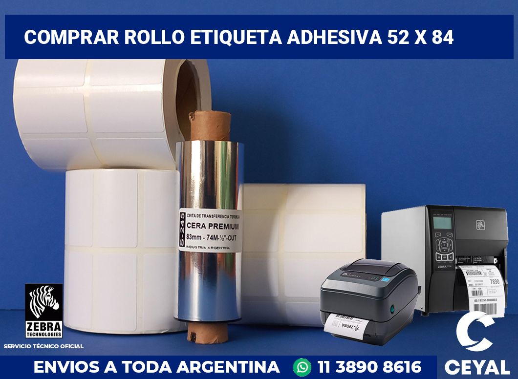 Comprar rollo etiqueta adhesiva 52 x 84