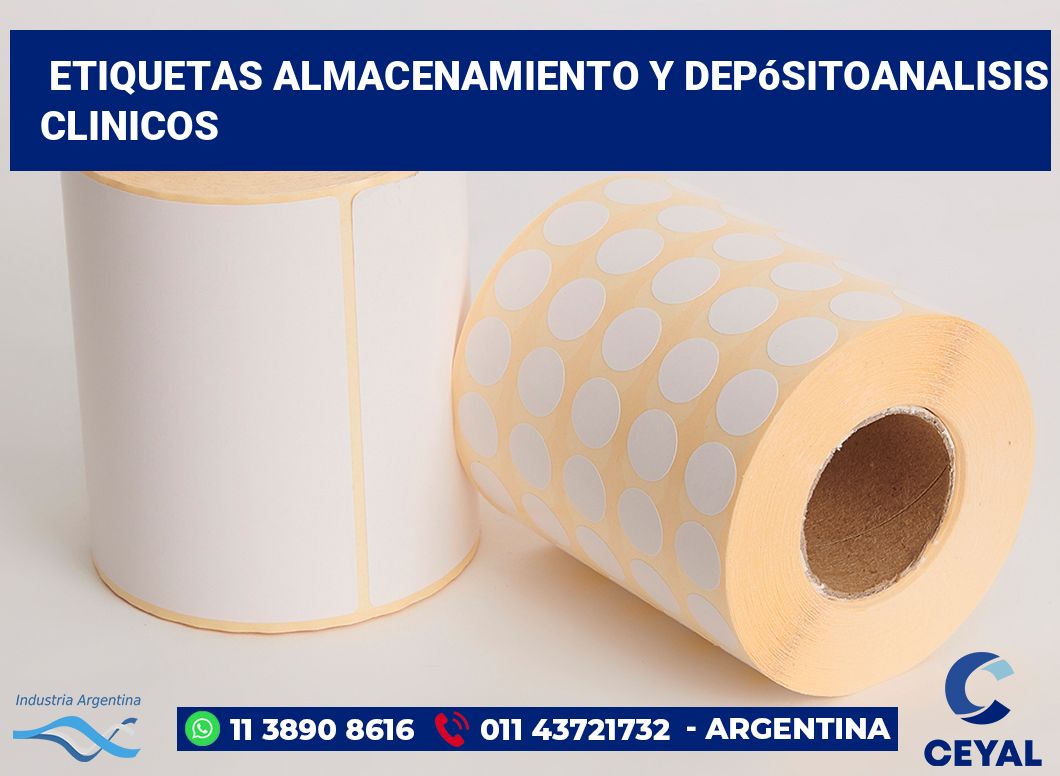 Etiquetas almacenamiento y depósitoanalisis clinicos