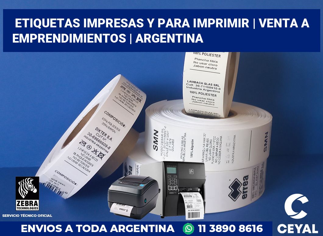 Etiquetas impresas y para imprimir | Venta a emprendimientos | Argentina