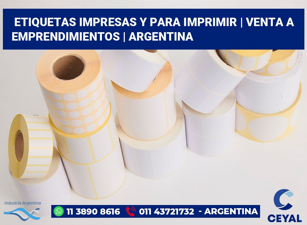 Etiquetas impresas y para imprimir | Venta a emprendimientos | Argentina