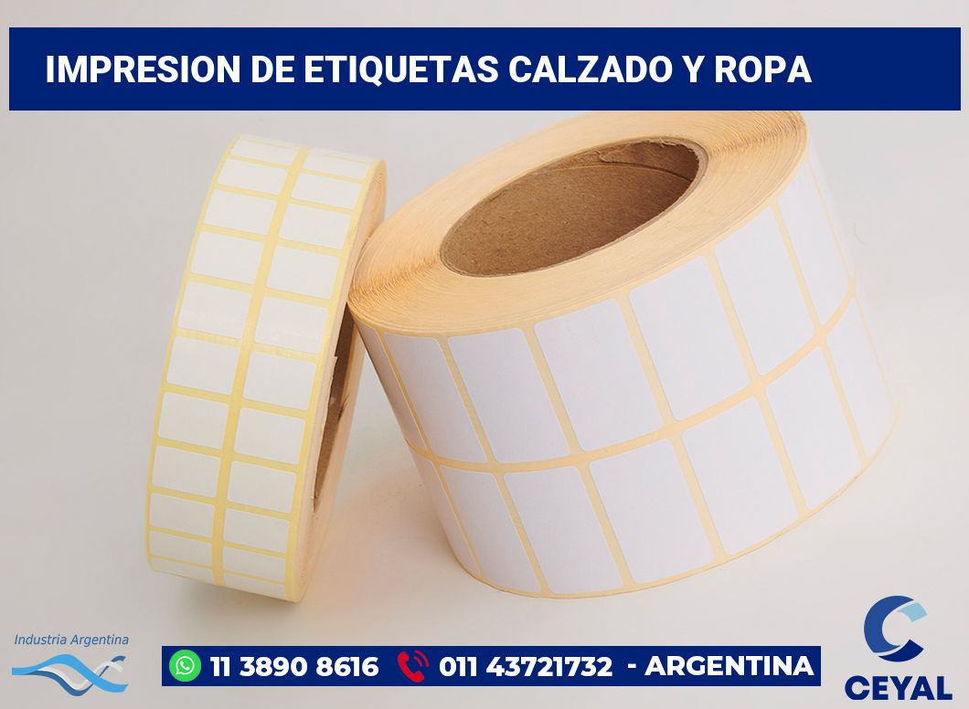 Impresion de etiquetas Calzado y ropa