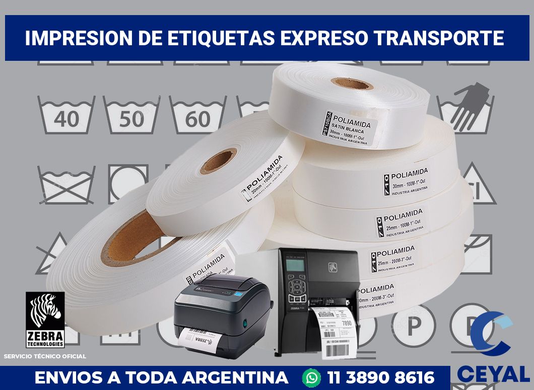 Impresion de etiquetas Expreso transporte