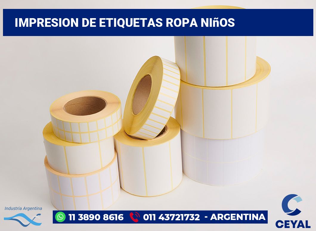 Impresion de etiquetas ropa niños