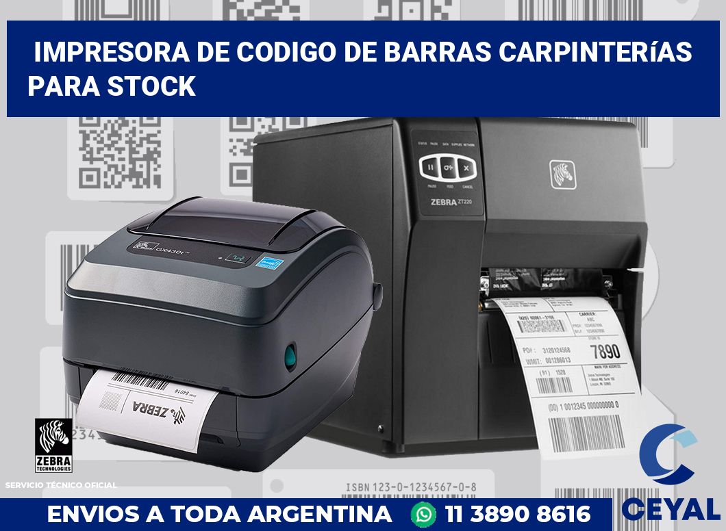 Impresora de codigo de barras Carpinterías para stock