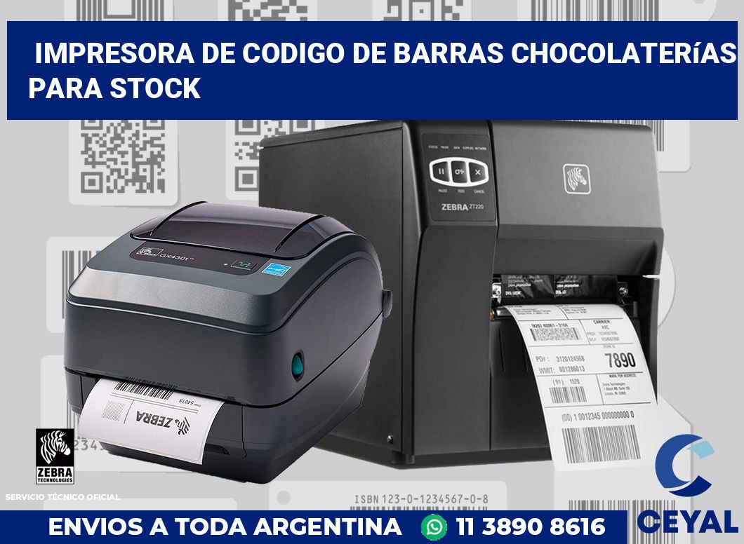 Impresora de codigo de barras Chocolaterías para stock