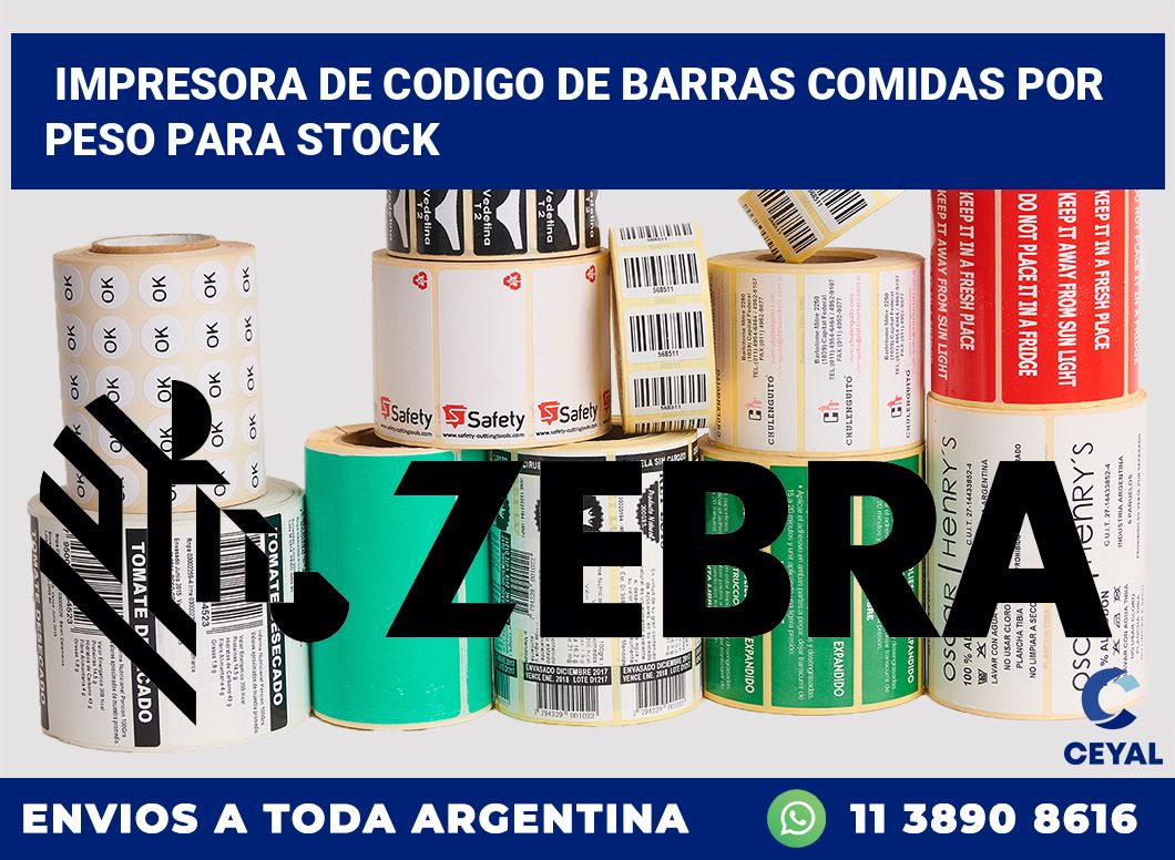 Impresora de codigo de barras Comidas por peso para stock