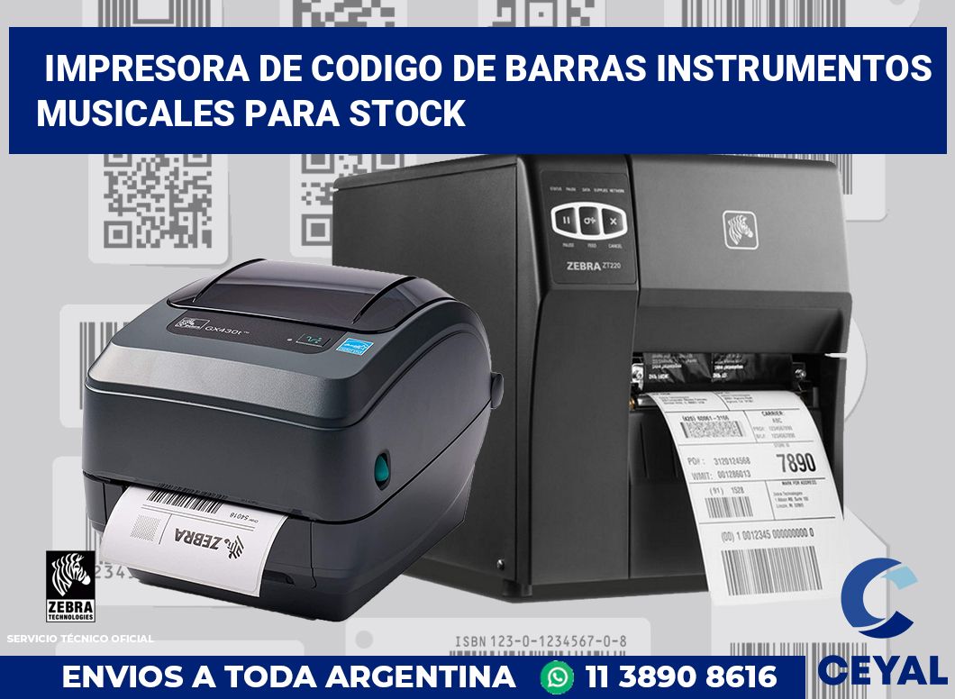 Impresora de codigo de barras Instrumentos musicales para stock