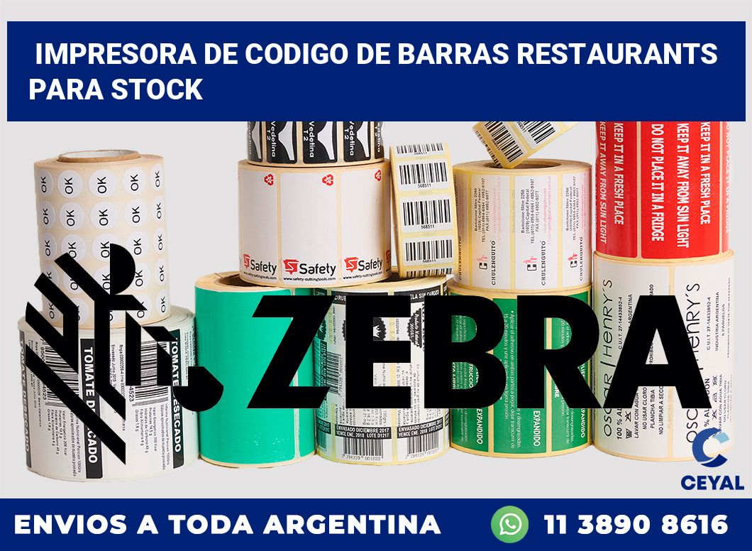 Impresora de codigo de barras Restaurants para stock