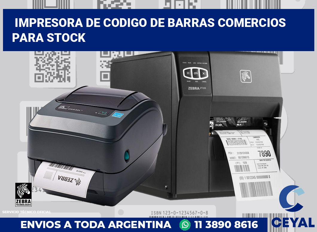 Impresora de codigo de barras comercios para stock