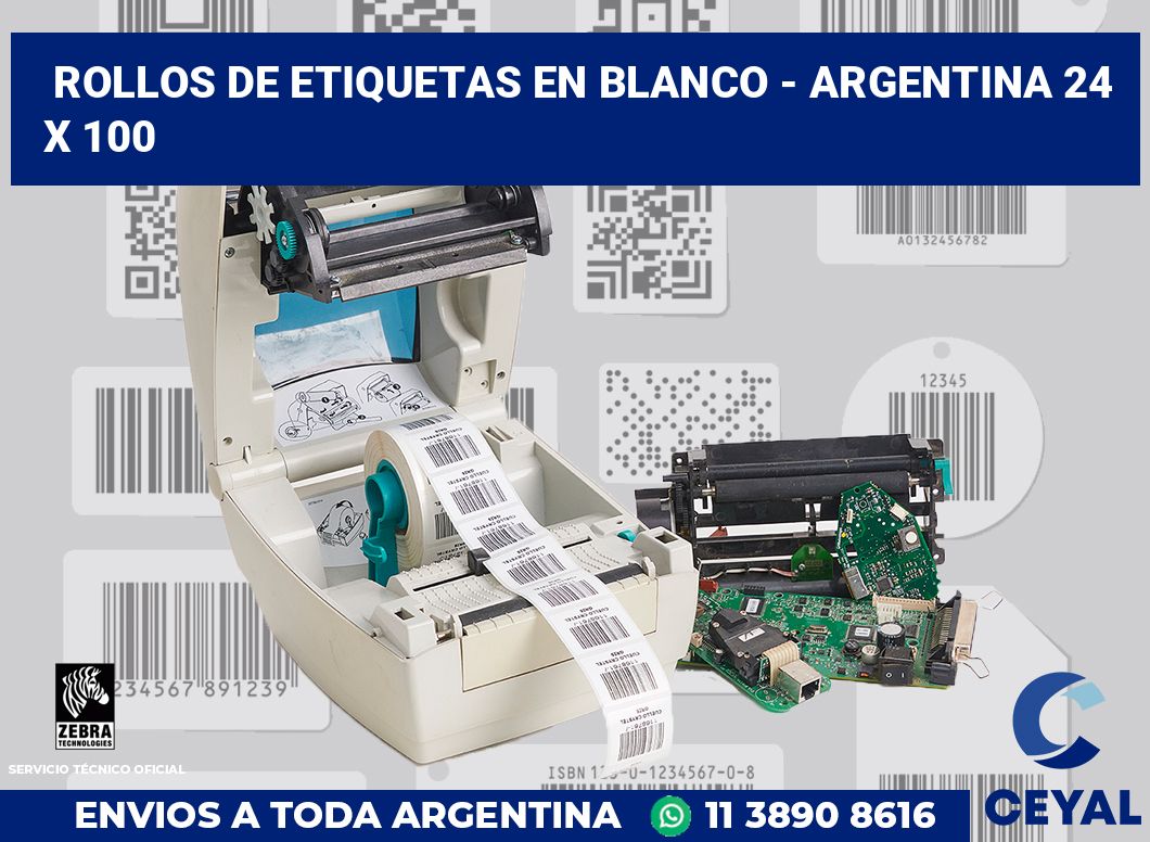 Rollos de etiquetas en blanco - Argentina 24 x 100
