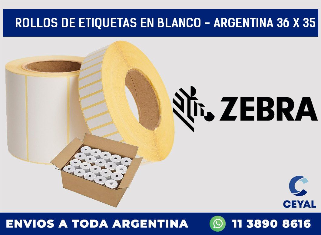 Rollos de etiquetas en blanco – Argentina 36 x 35
