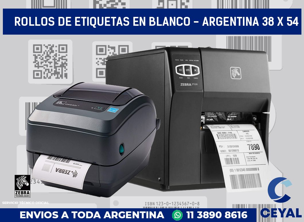 Rollos de etiquetas en blanco - Argentina 38 x 54