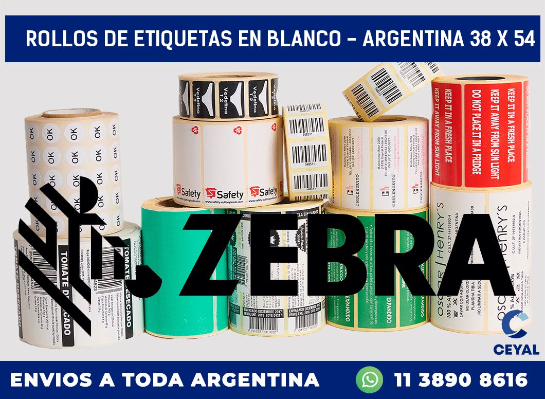 Rollos de etiquetas en blanco - Argentina 38 x 54