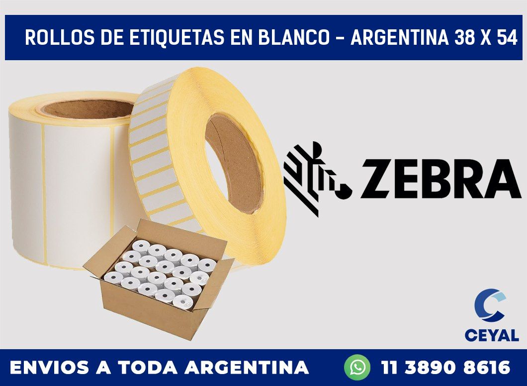Rollos de etiquetas en blanco – Argentina 38 x 54