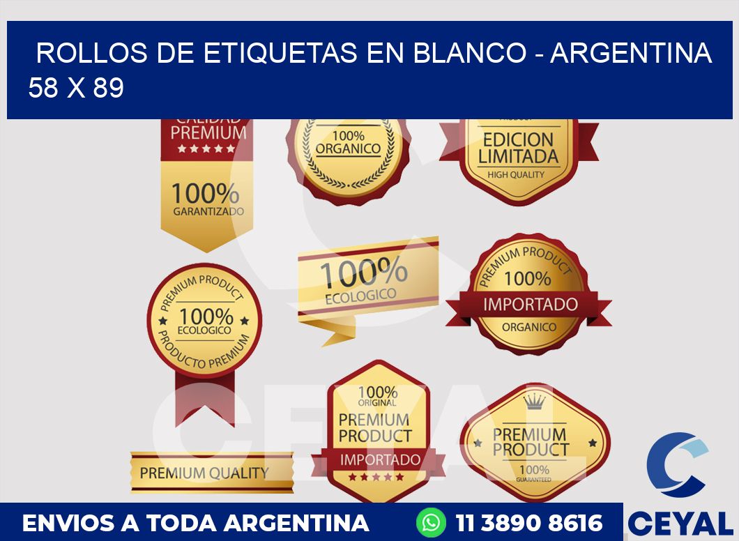 Rollos de etiquetas en blanco - Argentina 58 x 89