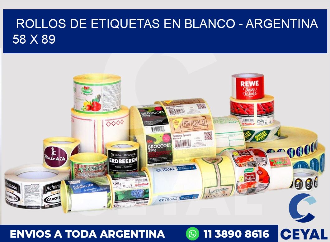 Rollos de etiquetas en blanco - Argentina 58 x 89