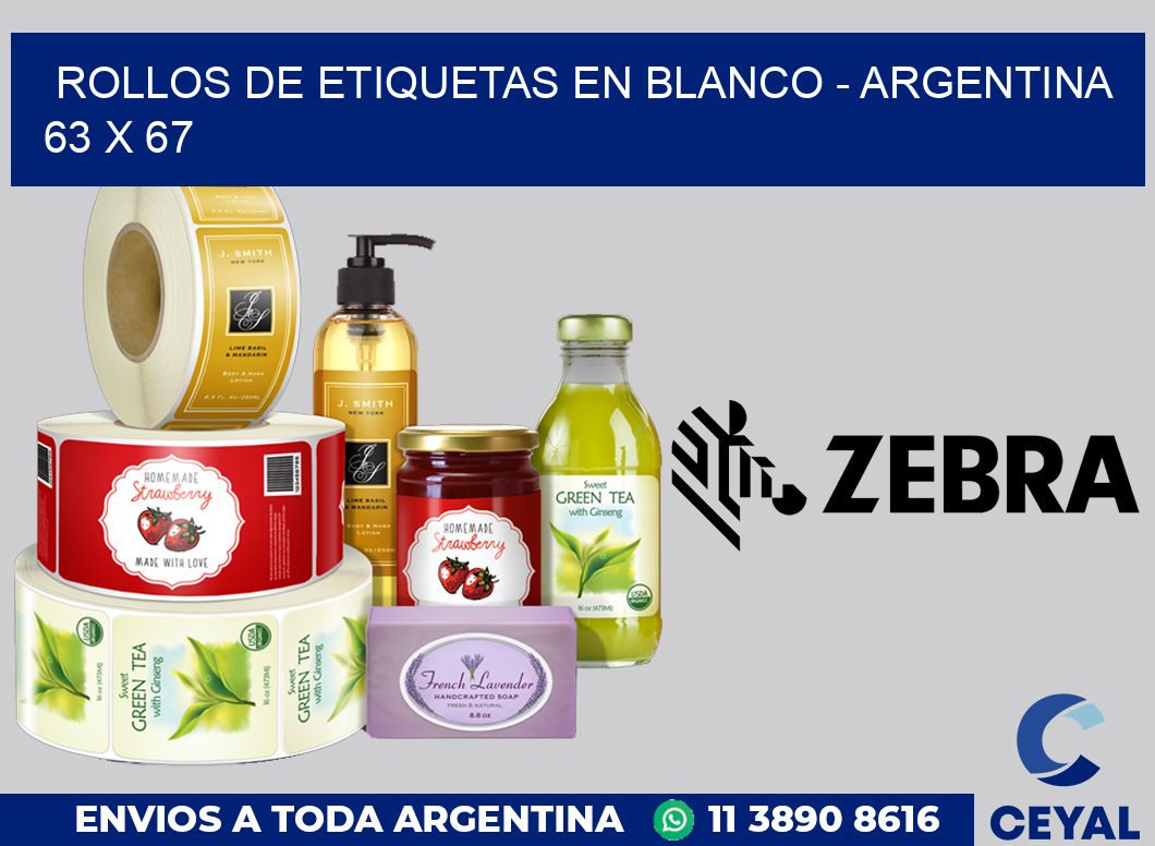 Rollos de etiquetas en blanco - Argentina 63 x 67