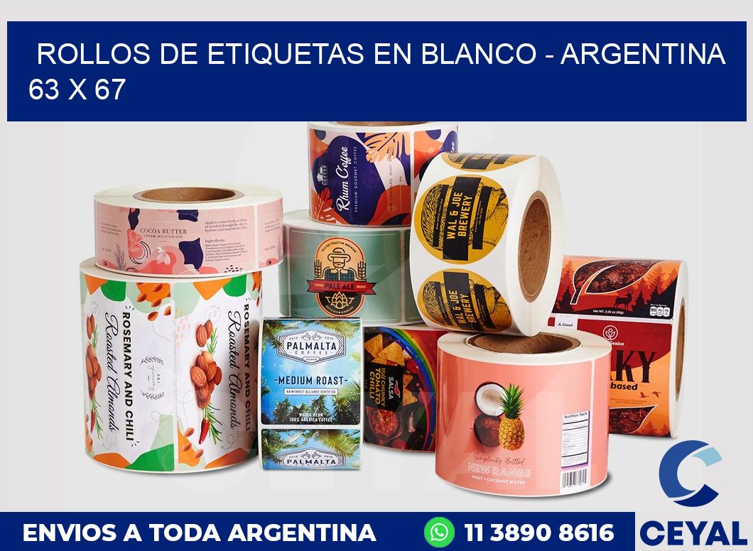 Rollos de etiquetas en blanco – Argentina 63 x 67