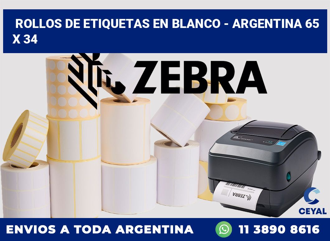 Rollos de etiquetas en blanco - Argentina 65 x 34
