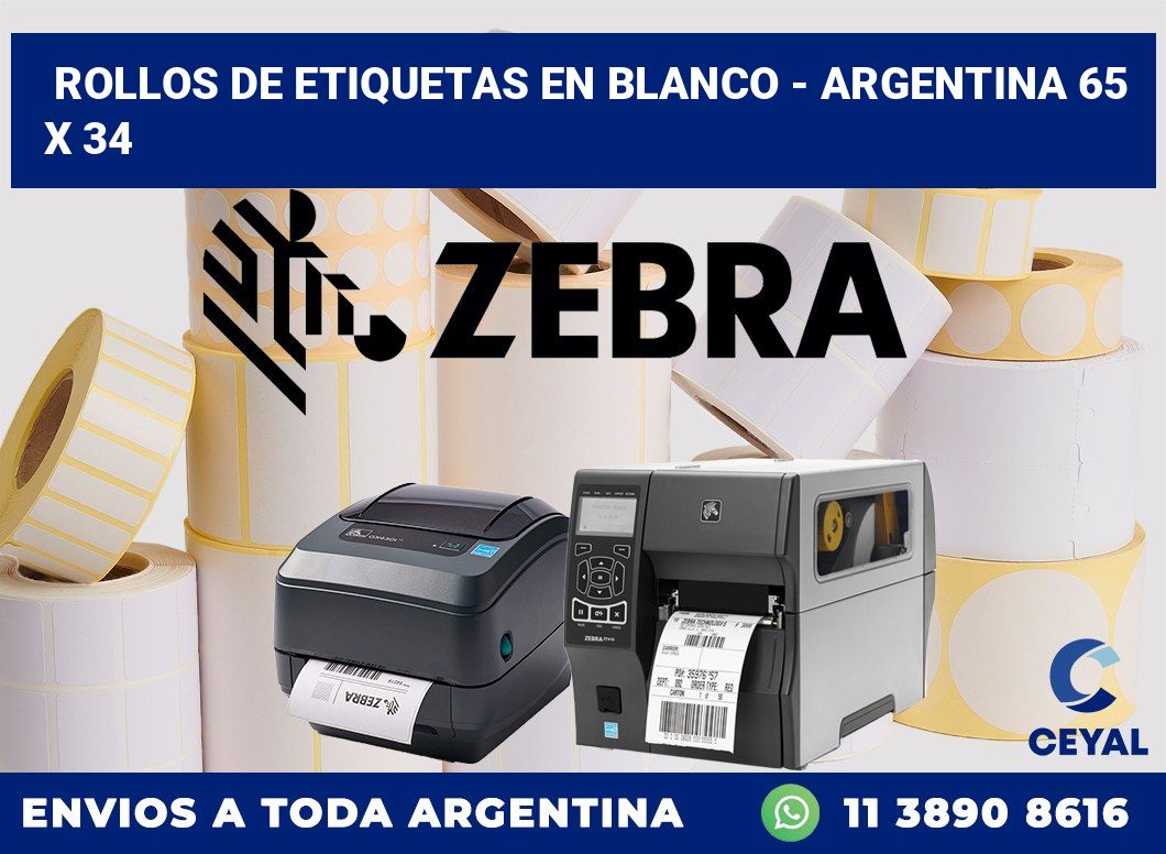 Rollos de etiquetas en blanco – Argentina 65 x 34