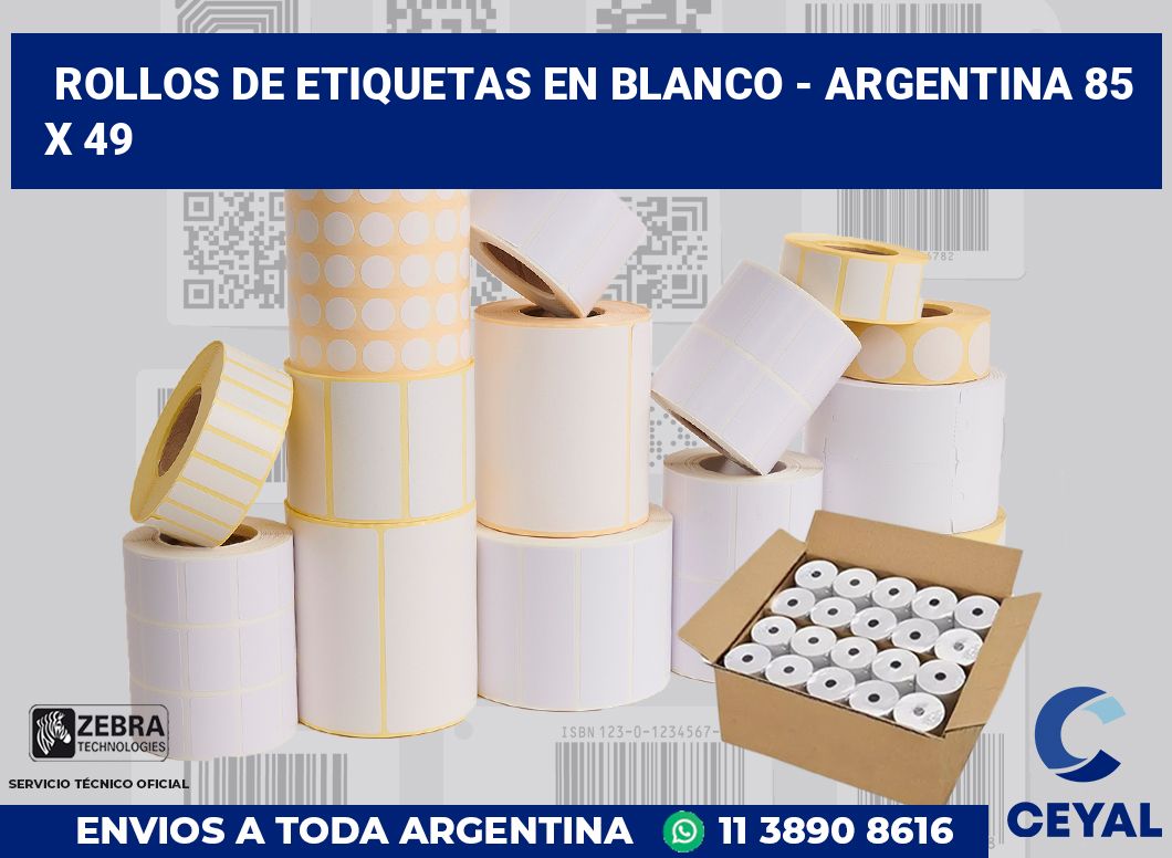 Rollos de etiquetas en blanco – Argentina 85 x 49