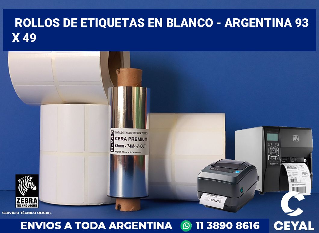 Rollos de etiquetas en blanco - Argentina 93 x 49