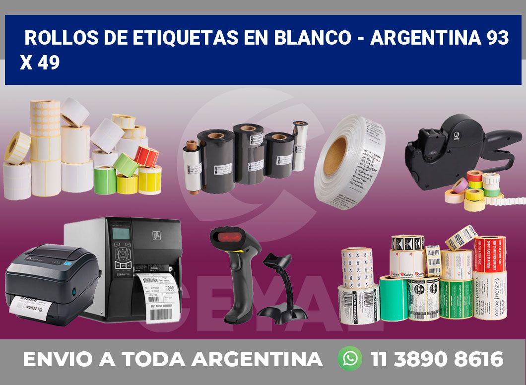 Rollos de etiquetas en blanco - Argentina 93 x 49