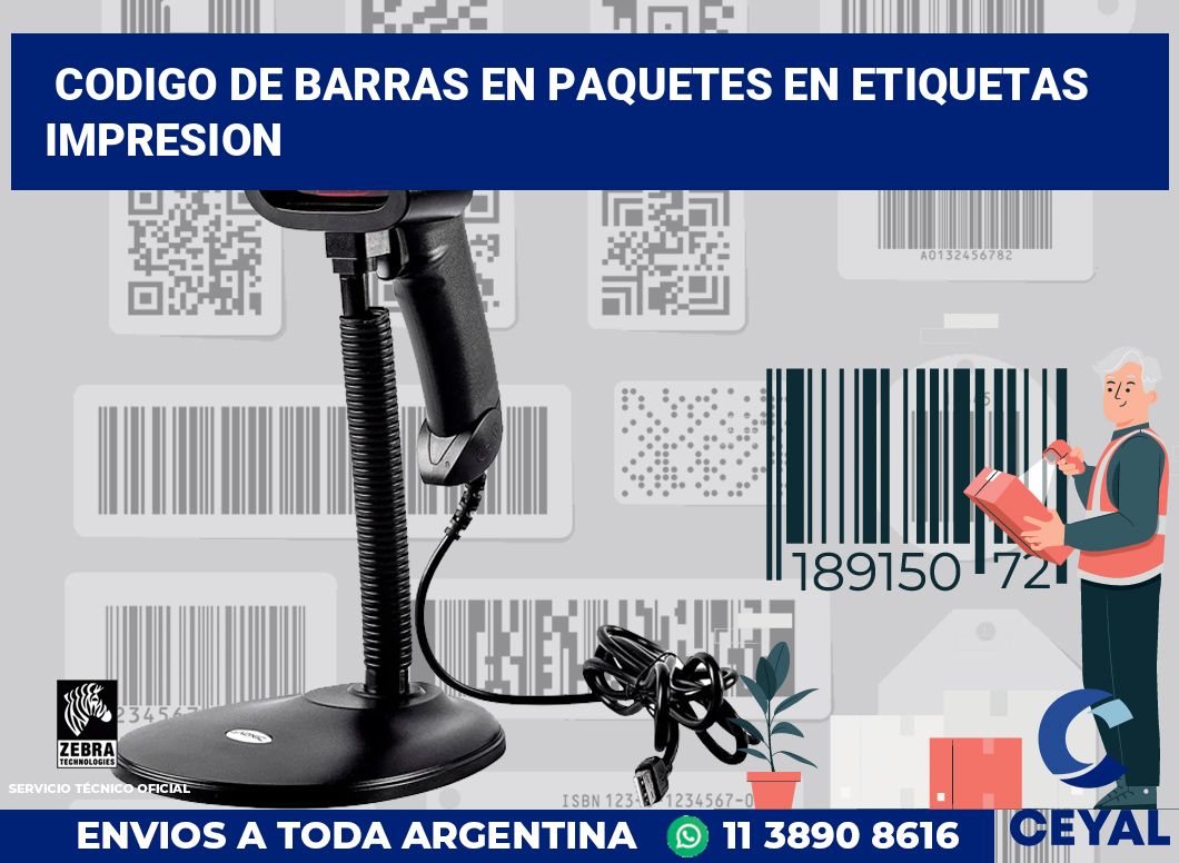 codigo de barras en paquetes en etiquetas impresion