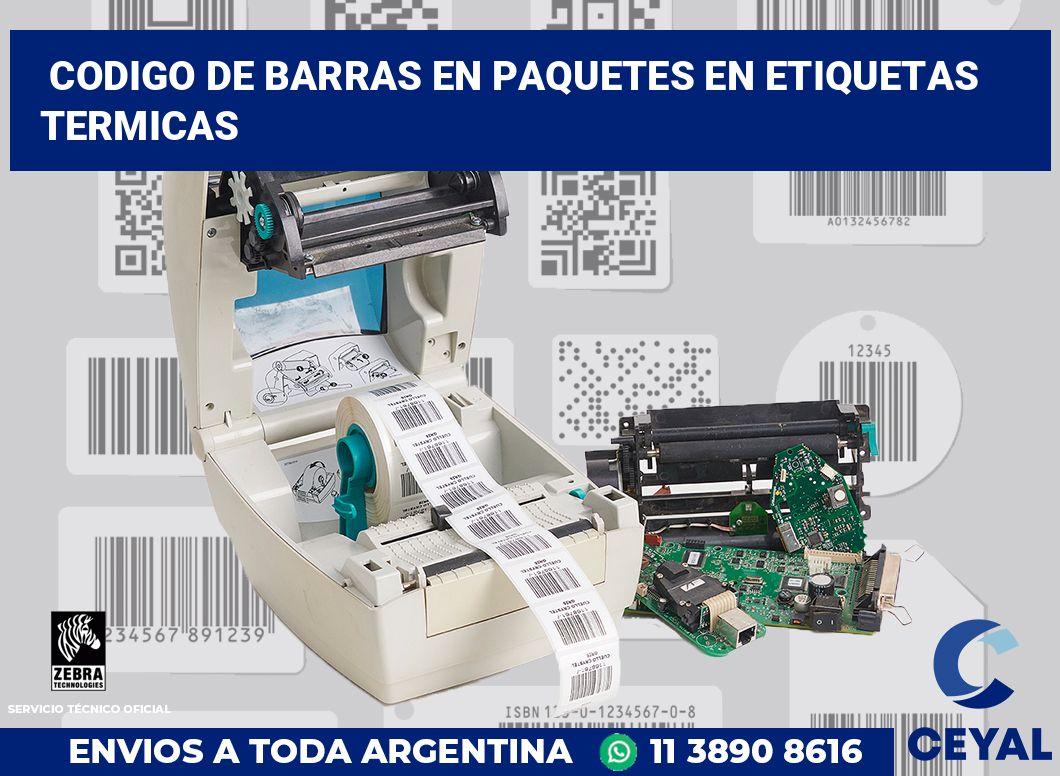 codigo de barras en paquetes en etiquetas termicas
