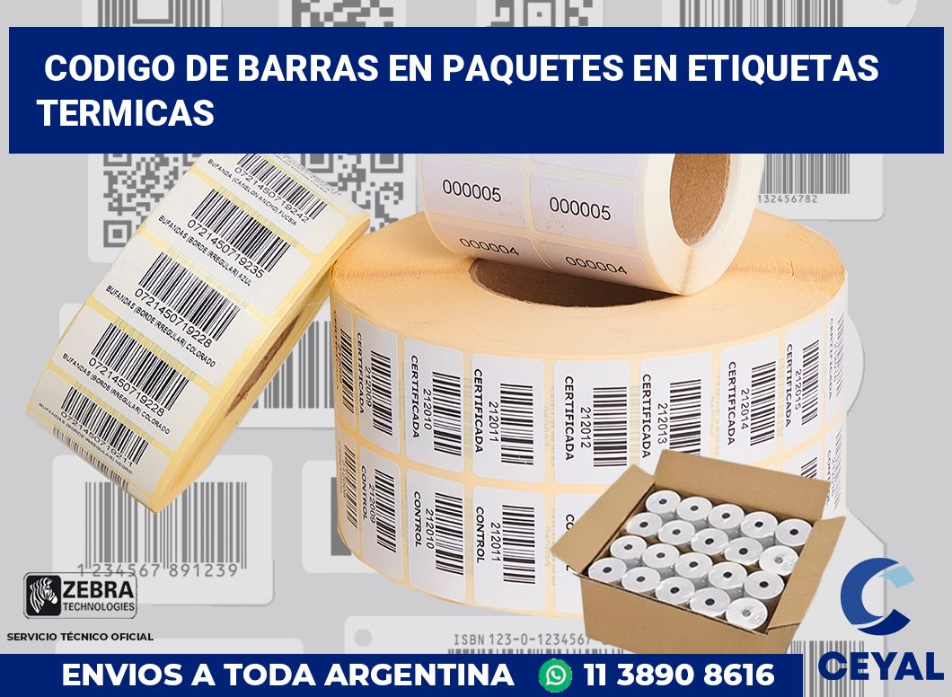 codigo de barras en paquetes en etiquetas termicas