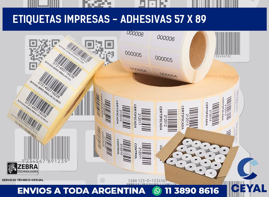 etiquetas impresas - Adhesivas 57 x 89
