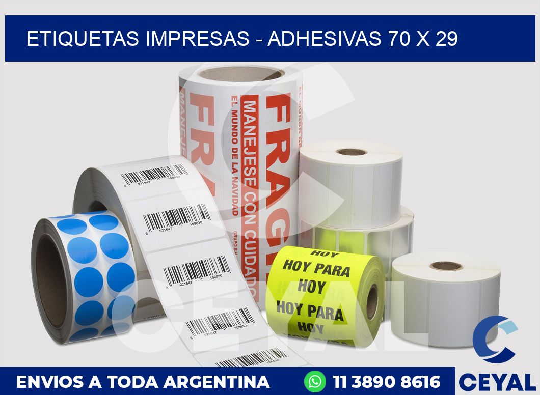 etiquetas impresas - Adhesivas 70 x 29