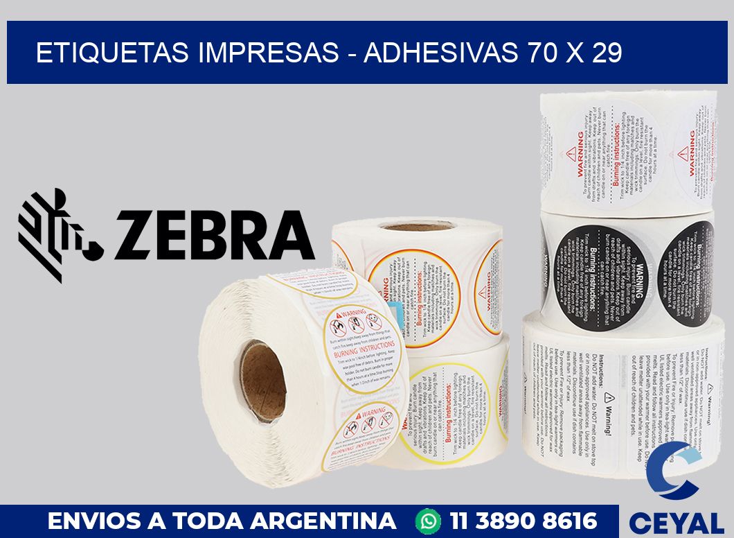 etiquetas impresas - Adhesivas 70 x 29