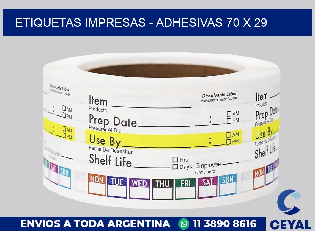 etiquetas impresas – Adhesivas 70 x 29