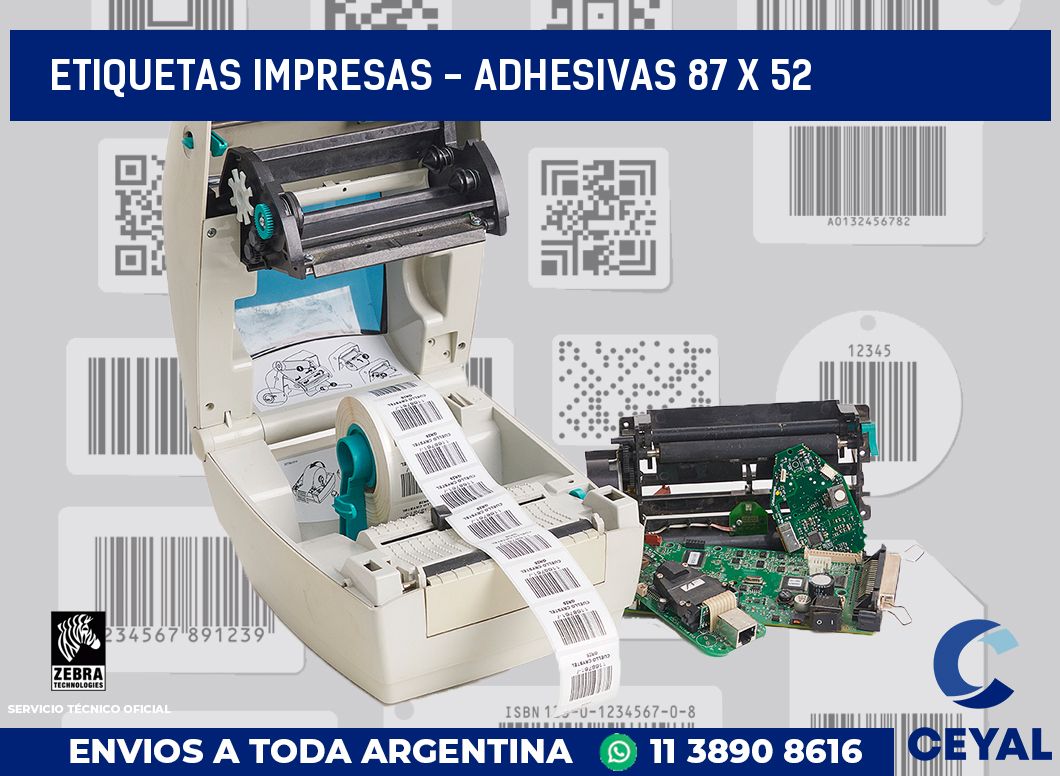 etiquetas impresas - Adhesivas 87 x 52