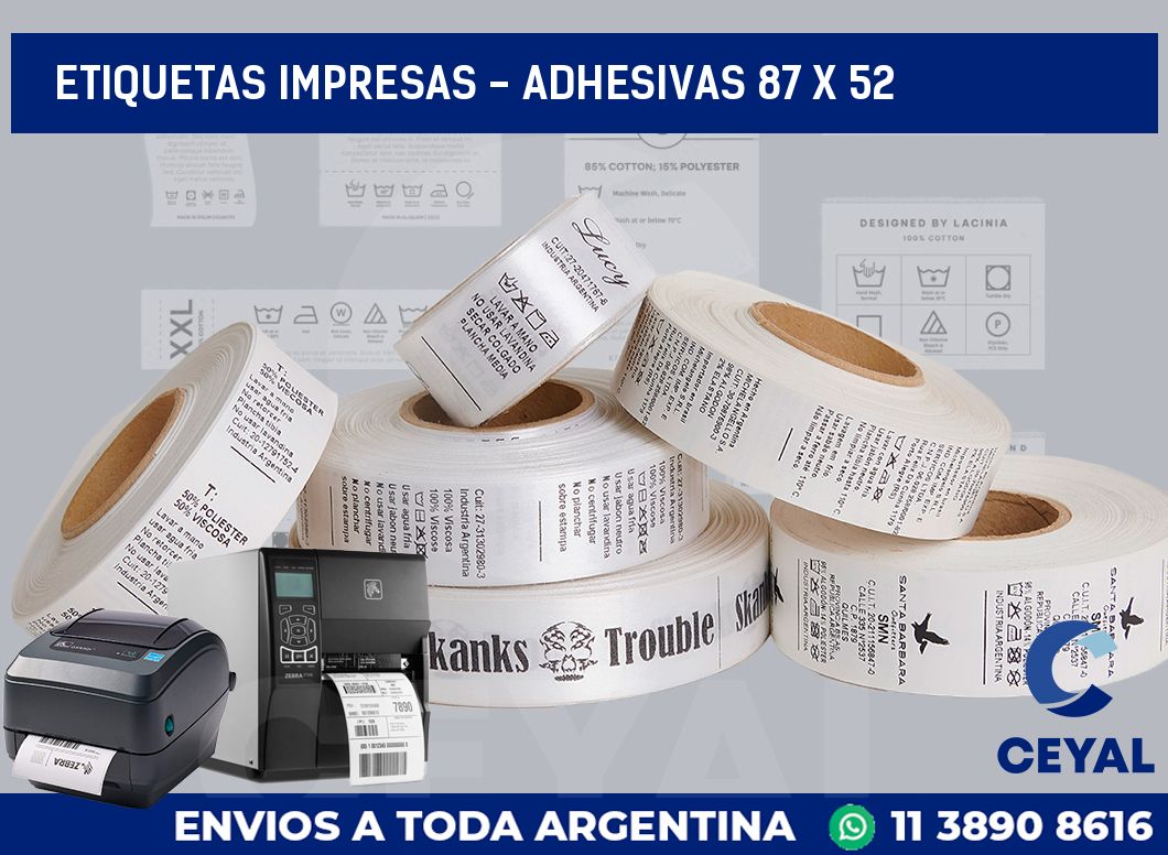 etiquetas impresas - Adhesivas 87 x 52