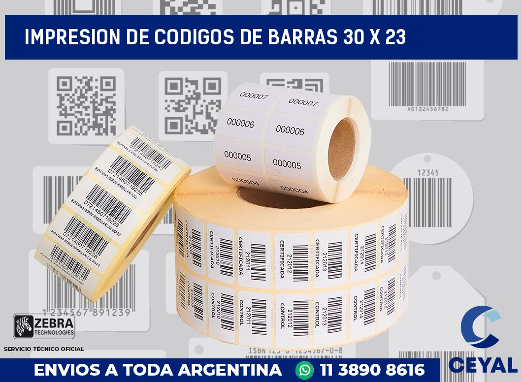impresion de codigos de barras 30 x 23