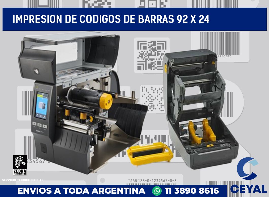 impresion de codigos de barras 92 x 24