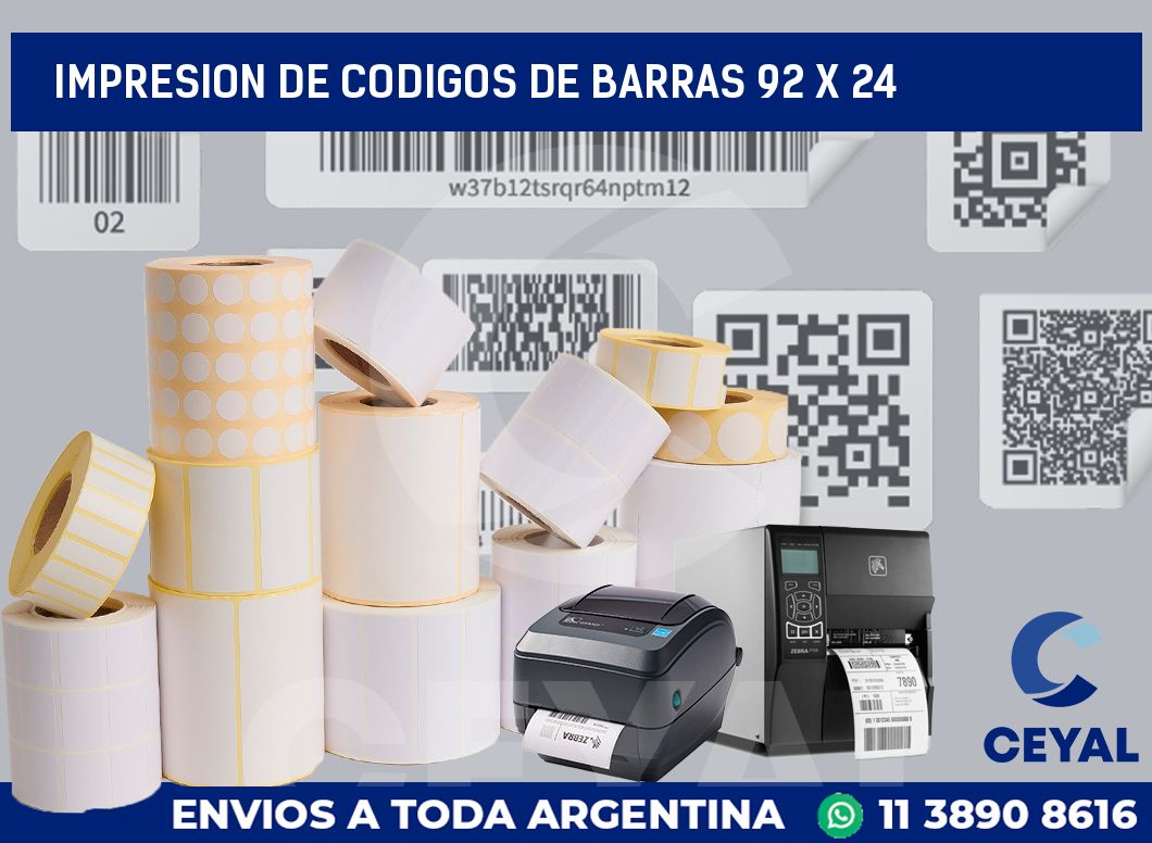 impresion de codigos de barras 92 x 24