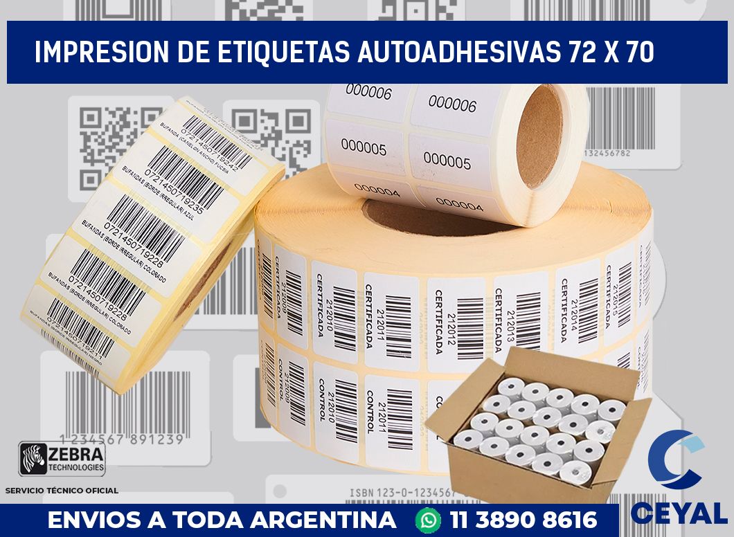 impresion de etiquetas autoadhesivas 72 x 70